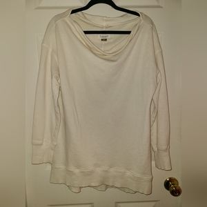 Pilcro by Anthropologie Donna Sweatshirt Boat Neck Ivory Pullover Tunic Size L